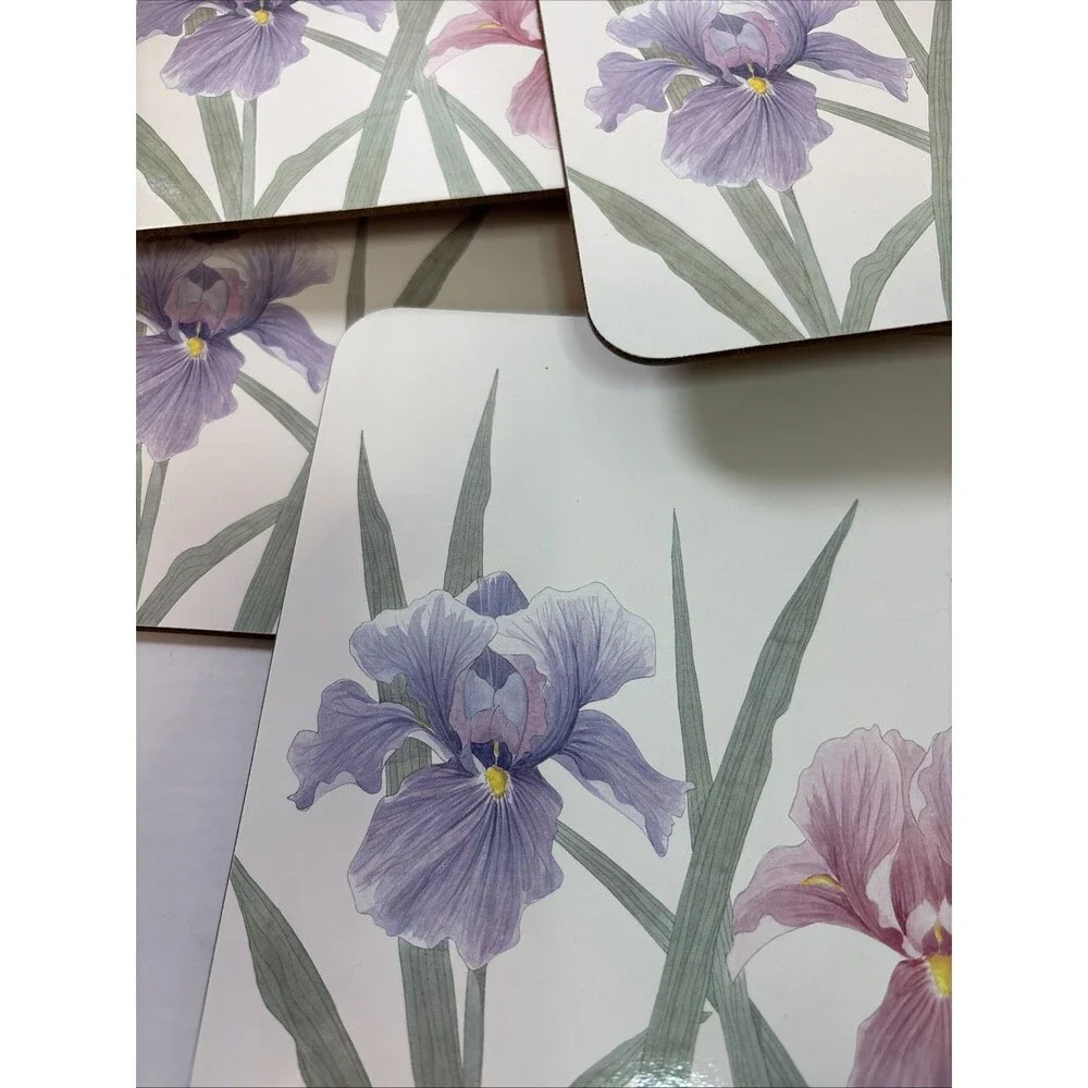 Set of 6 Jason PLACEMATS in Box New Zealand Flowers Iris time Design Vintage
